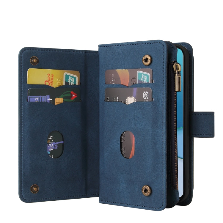 For OnePlus 9 Skin Feel PU + TPU Horizontal Flip Leather Case With Holder & 15 Cards Slot & Wallet & Zipper Pocket & Lanyard