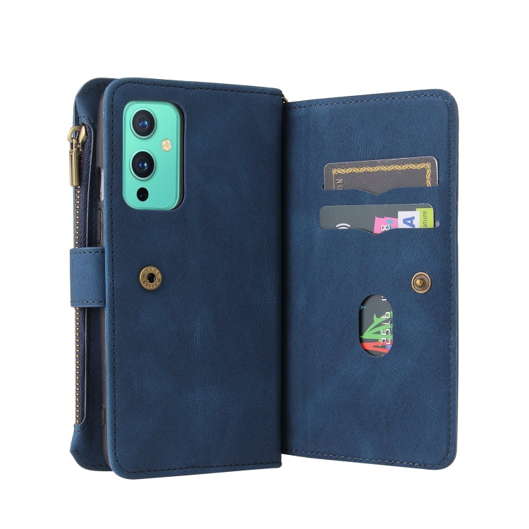 For OnePlus 9 Skin Feel PU + TPU Horizontal Flip Leather Case With Holder & 15 Cards Slot & Wallet & Zipper Pocket & Lanyard