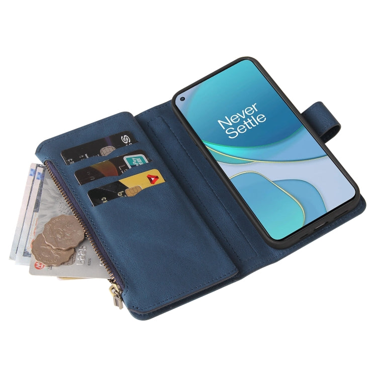 For OnePlus 9 Skin Feel PU + TPU Horizontal Flip Leather Case With Holder & 15 Cards Slot & Wallet & Zipper Pocket & Lanyard