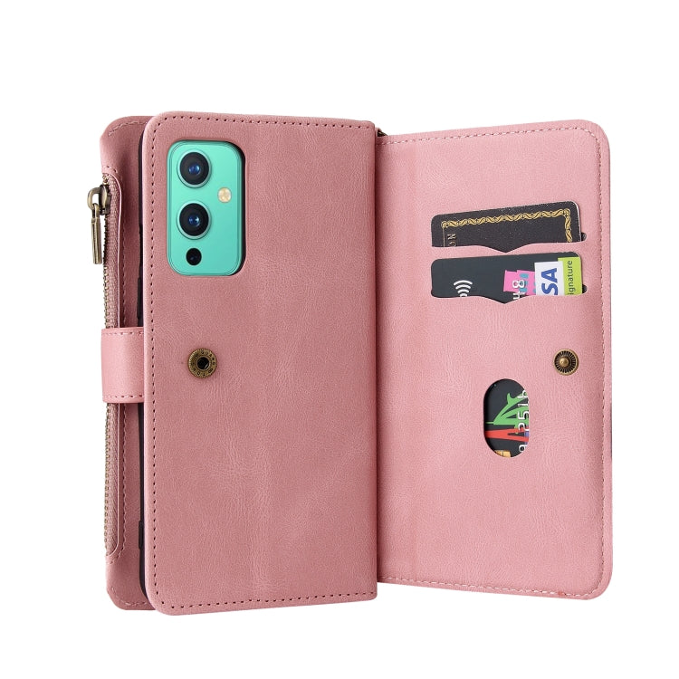 For OnePlus 9 Skin Feel PU + TPU Horizontal Flip Leather Case With Holder & 15 Cards Slot & Wallet & Zipper Pocket & Lanyard