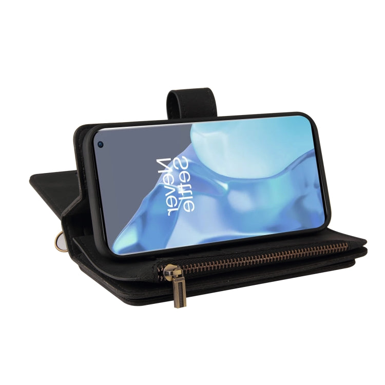 For OnePlus 9 Pro Skin Feel PU + TPU Horizontal Flip Leather Case With Holder & 15 Cards Slot & Wallet & Zipper Pocket & Lanyard