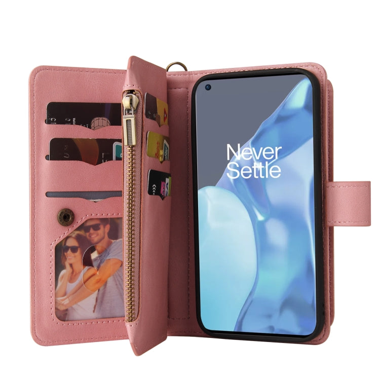 For OnePlus 9 Pro Skin Feel PU + TPU Horizontal Flip Leather Case With Holder & 15 Cards Slot & Wallet & Zipper Pocket & Lanyard