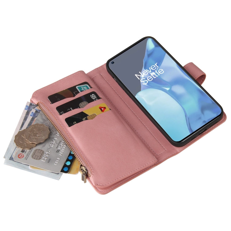 For OnePlus 9 Pro Skin Feel PU + TPU Horizontal Flip Leather Case With Holder & 15 Cards Slot & Wallet & Zipper Pocket & Lanyard