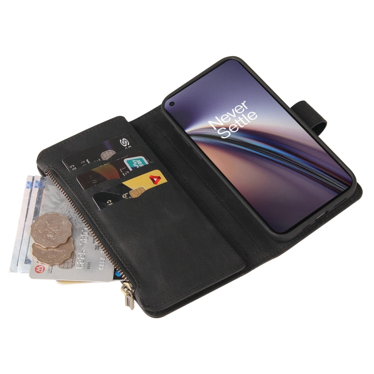 For OnePlus Nord CE 5G Skin Feel PU + TPU Horizontal Flip Leather Case With Holder & 15 Cards Slot & Wallet & Zipper Pocket & Lanyard
