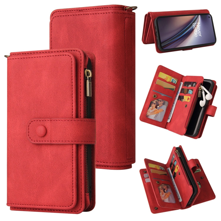 For OnePlus Nord CE 5G Skin Feel PU + TPU Horizontal Flip Leather Case With Holder & 15 Cards Slot & Wallet & Zipper Pocket & Lanyard