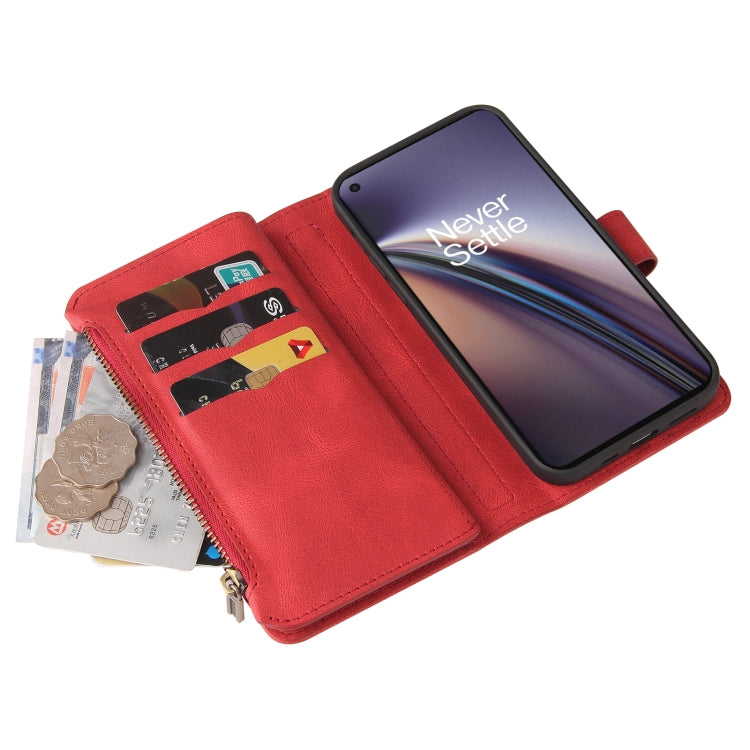 For OnePlus Nord CE 5G Skin Feel PU + TPU Horizontal Flip Leather Case With Holder & 15 Cards Slot & Wallet & Zipper Pocket & Lanyard