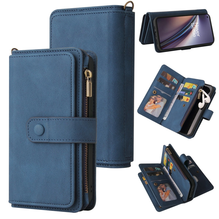 For OnePlus Nord CE 5G Skin Feel PU + TPU Horizontal Flip Leather Case With Holder & 15 Cards Slot & Wallet & Zipper Pocket & Lanyard
