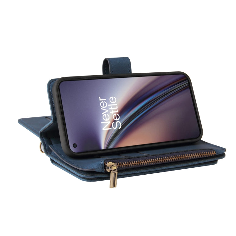 For OnePlus Nord CE 5G Skin Feel PU + TPU Horizontal Flip Leather Case With Holder & 15 Cards Slot & Wallet & Zipper Pocket & Lanyard