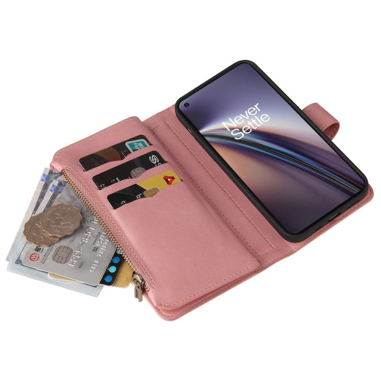 For OnePlus Nord CE 5G Skin Feel PU + TPU Horizontal Flip Leather Case With Holder & 15 Cards Slot & Wallet & Zipper Pocket & Lanyard