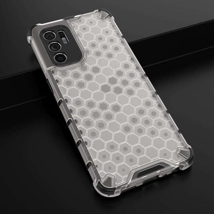 For OPPO Reno6 4G Shockproof Honeycomb PC + TPU Case with Neck Lanyard
