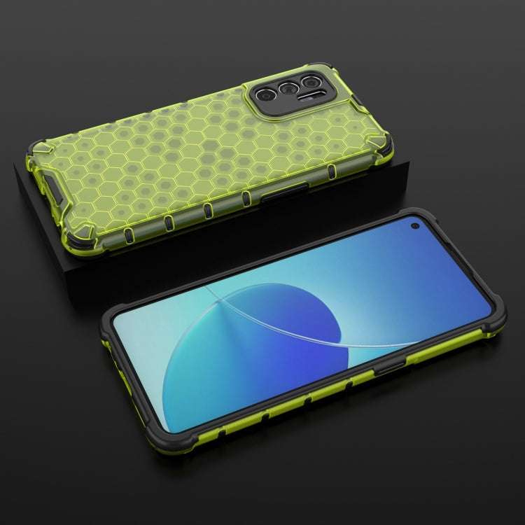 For OPPO Reno6 4G Shockproof Honeycomb PC + TPU Case with Neck Lanyard