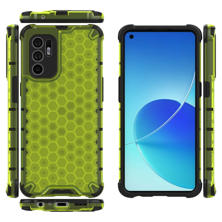 For OPPO Reno6 4G Shockproof Honeycomb PC + TPU Case with Neck Lanyard