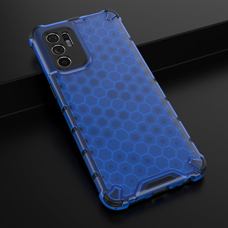 For OPPO Reno6 4G Shockproof Honeycomb PC + TPU Case with Neck Lanyard