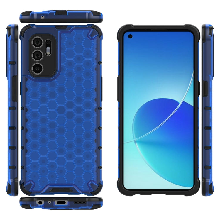 For OPPO Reno6 4G Shockproof Honeycomb PC + TPU Case with Neck Lanyard