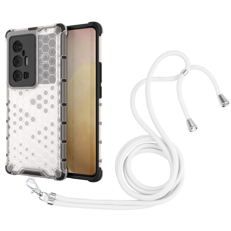 For vivo X70 Pro Plus Shockproof Honeycomb PC + TPU Case with Neck Lanyard