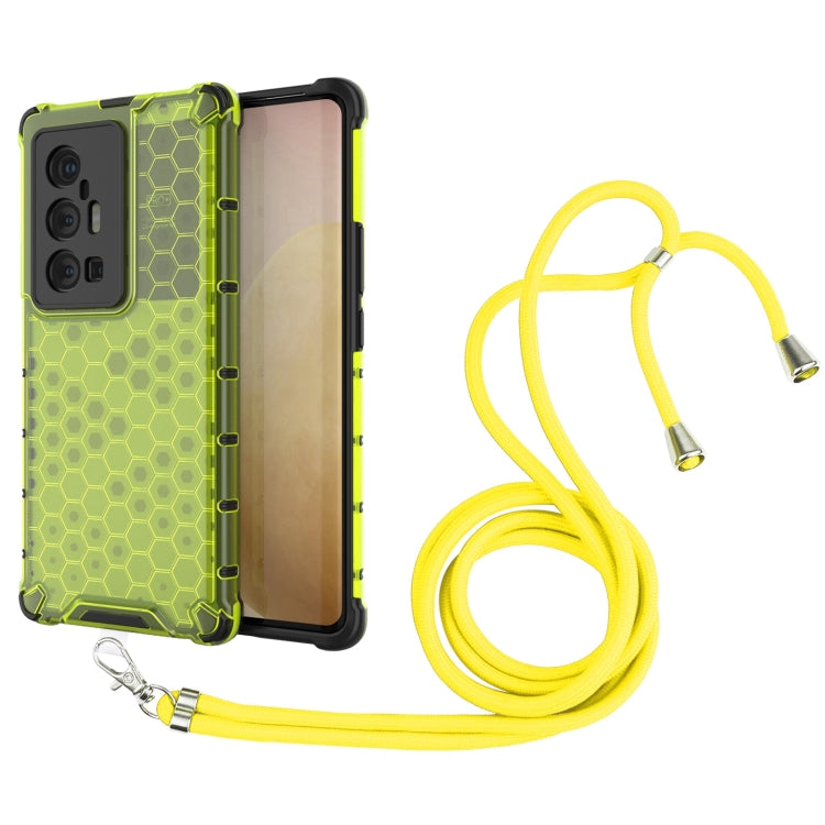 For vivo X70 Pro Plus Shockproof Honeycomb PC + TPU Case with Neck Lanyard