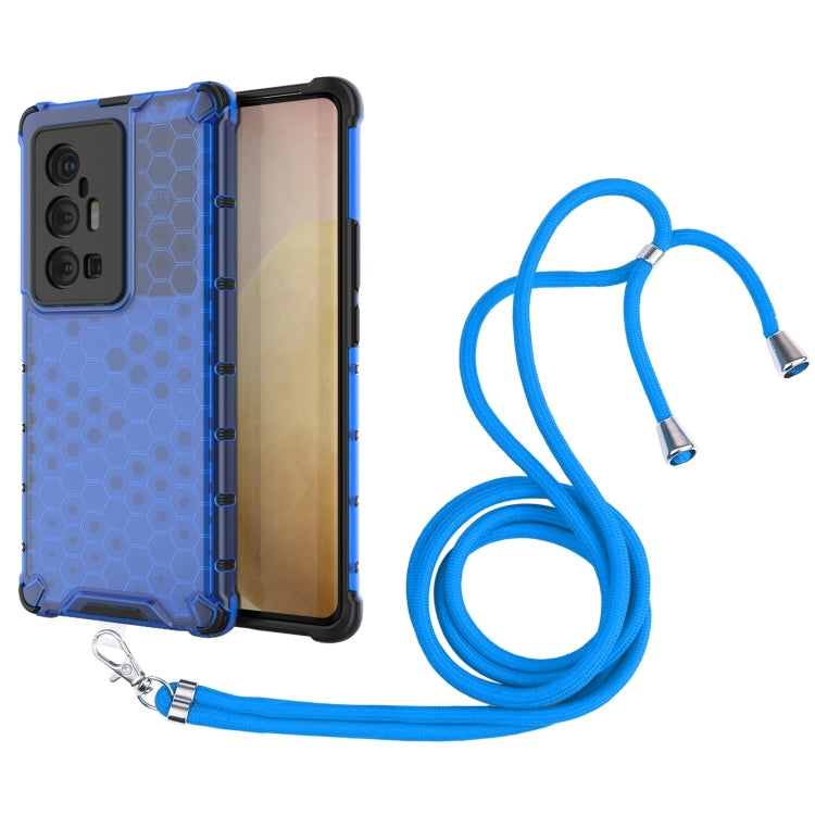 For vivo X70 Pro Plus Shockproof Honeycomb PC + TPU Case with Neck Lanyard