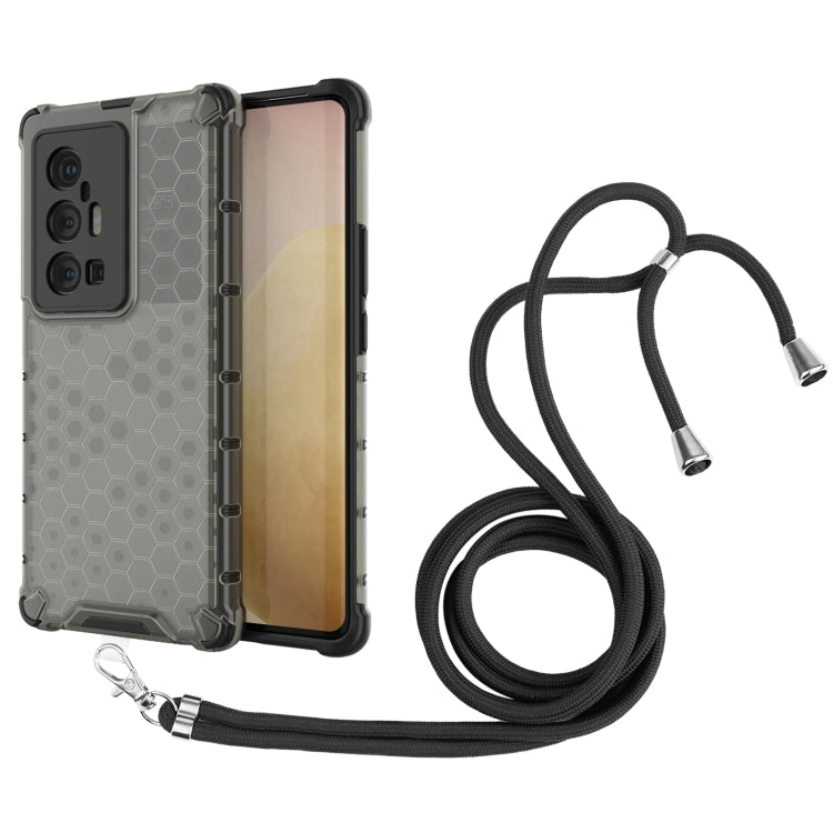 For vivo X70 Pro Plus Shockproof Honeycomb PC + TPU Case with Neck Lanyard