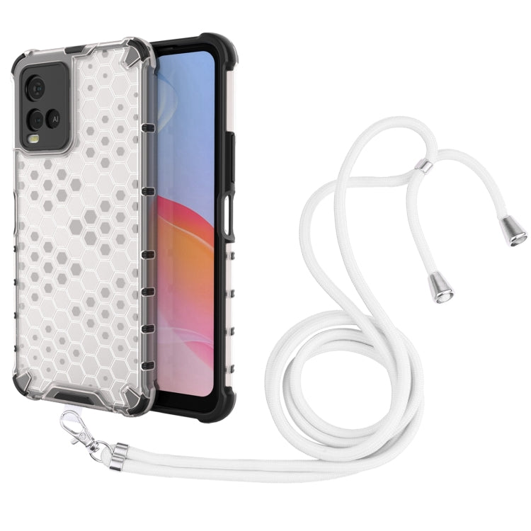 For vivo Y21 Shockproof Honeycomb PC + TPU Case with Neck Lanyard