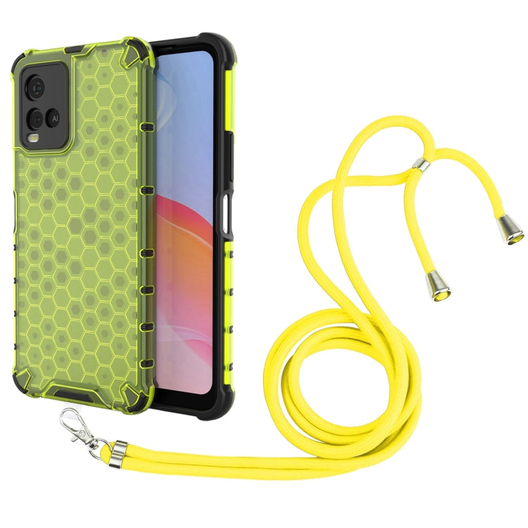 For vivo Y21 Shockproof Honeycomb PC + TPU Case with Neck Lanyard