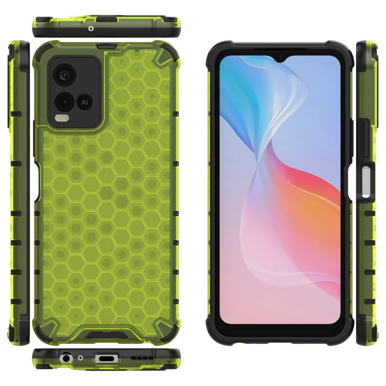 For vivo Y21 Shockproof Honeycomb PC + TPU Case with Neck Lanyard