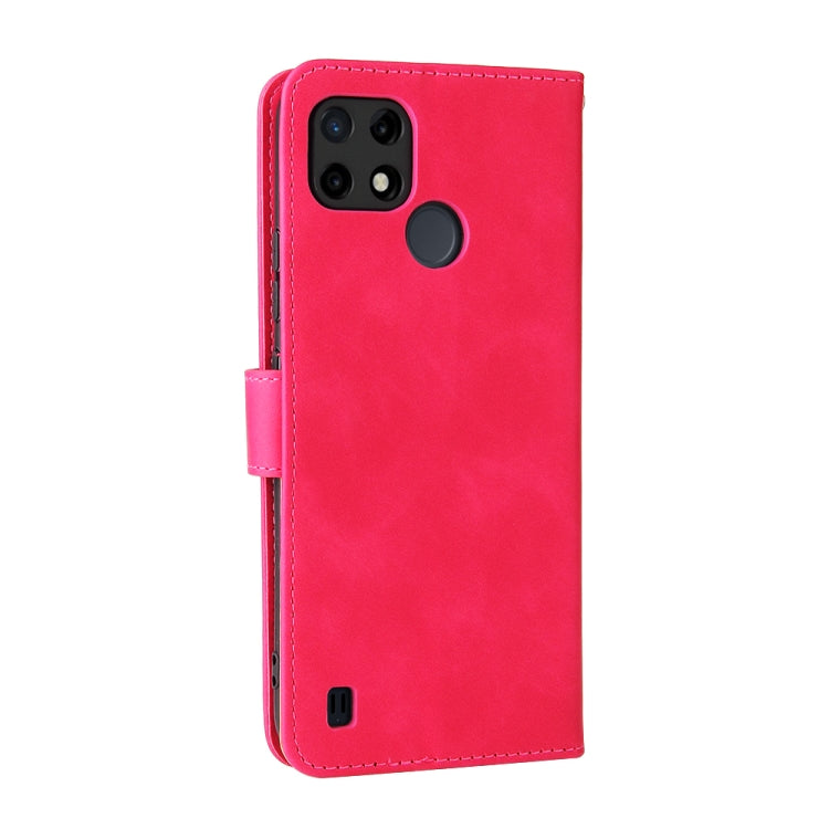 For OPPO Realme C21Y Solid Color Skin Feel Magnetic Buckle Horizontal Flip Calf Texture PU Leather Case with Holder & Card Slots & Wallet