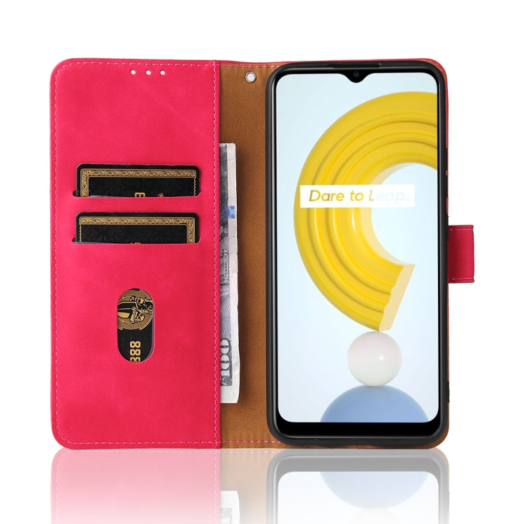 For OPPO Realme C21Y Solid Color Skin Feel Magnetic Buckle Horizontal Flip Calf Texture PU Leather Case with Holder & Card Slots & Wallet