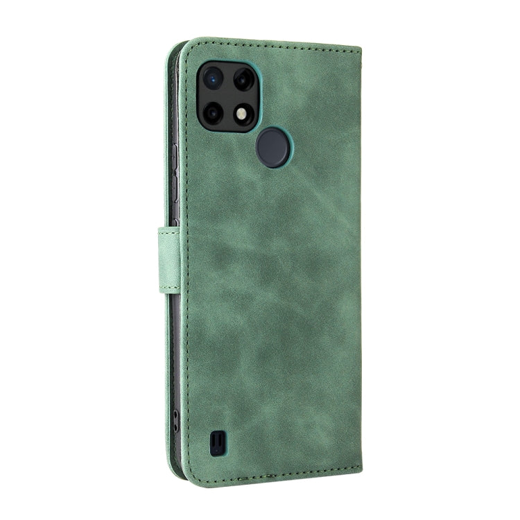 For OPPO Realme C21Y Solid Color Skin Feel Magnetic Buckle Horizontal Flip Calf Texture PU Leather Case with Holder & Card Slots & Wallet