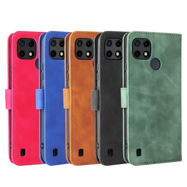 For OPPO Realme C21Y Solid Color Skin Feel Magnetic Buckle Horizontal Flip Calf Texture PU Leather Case with Holder & Card Slots & Wallet