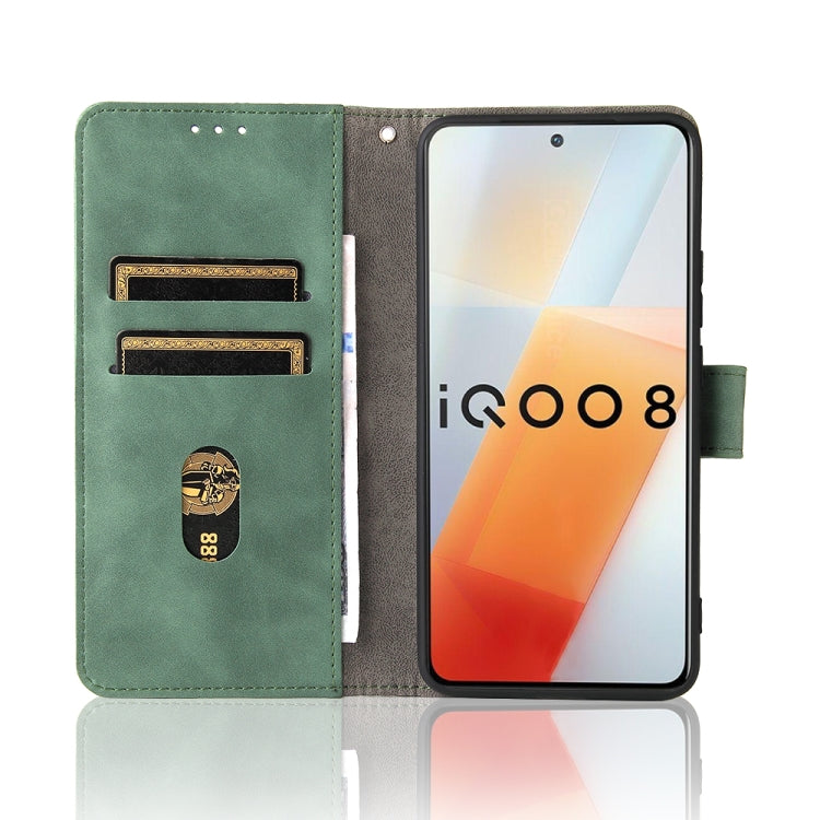 For vivo iQOO 8 Solid Color Skin Feel Magnetic Buckle Horizontal Flip Calf Texture PU Leather Case with Holder & Card Slots & Wallet