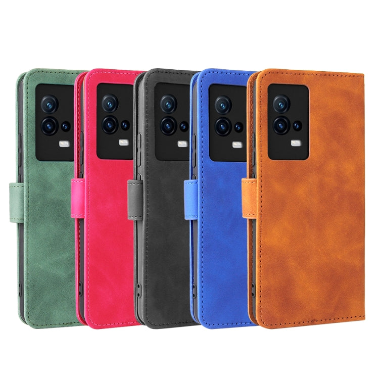 For vivo iQOO 8 Solid Color Skin Feel Magnetic Buckle Horizontal Flip Calf Texture PU Leather Case with Holder & Card Slots & Wallet