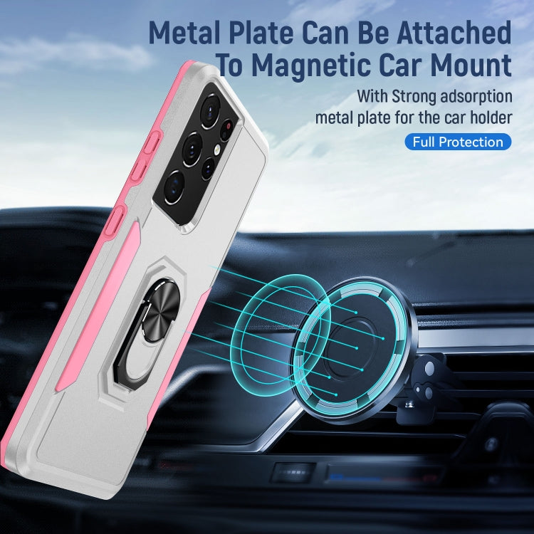 For Samsung Galay S21 Ultra 5G Pioneer Armor Heavy Duty PC + TPU Shockproof Case with Holder