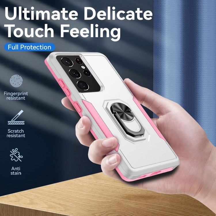 For Samsung Galay S21 Ultra 5G Pioneer Armor Heavy Duty PC + TPU Shockproof Case with Holder