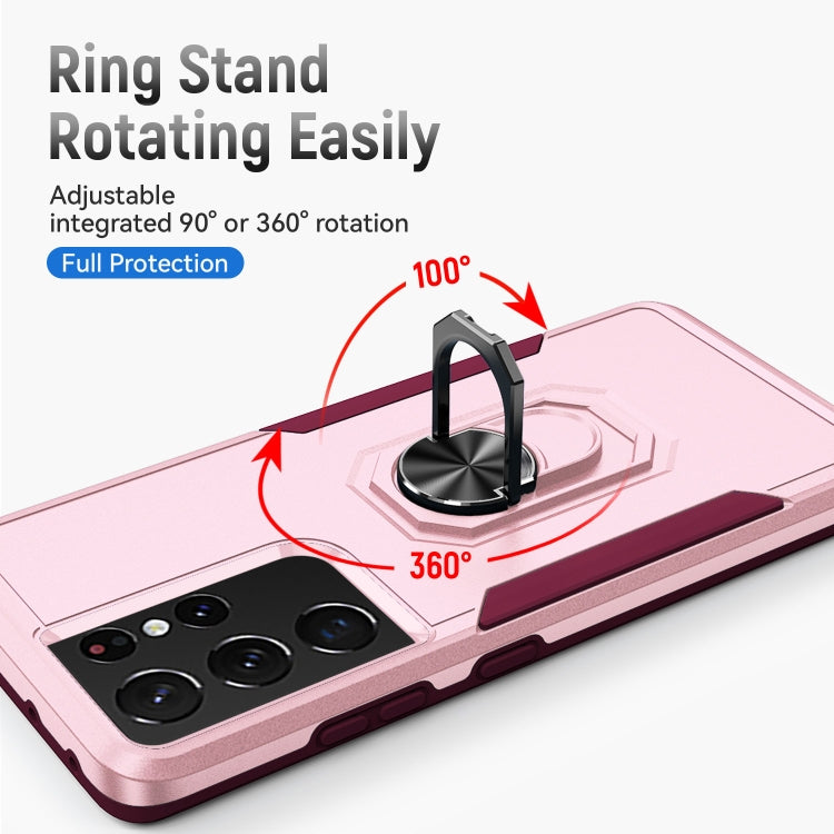 For Samsung Galay S21 Ultra 5G Pioneer Armor Heavy Duty PC + TPU Shockproof Case with Holder