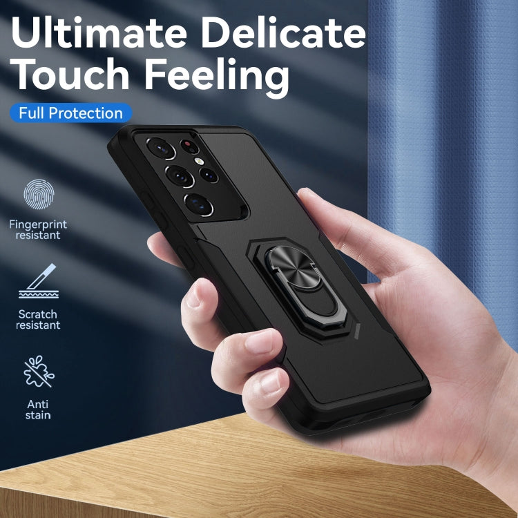 For Samsung Galay S21 Ultra 5G Pioneer Armor Heavy Duty PC + TPU Shockproof Case with Holder