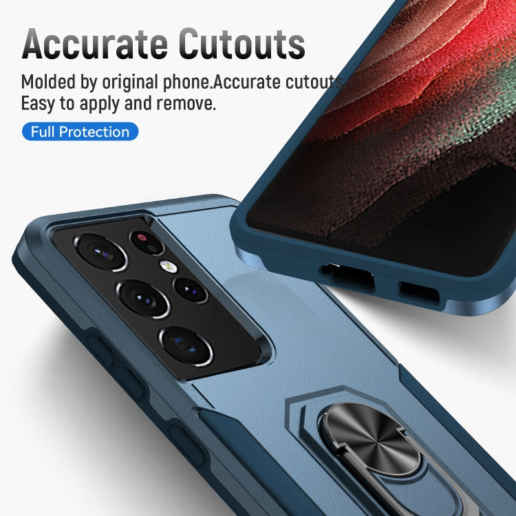 For Samsung Galay S21 Ultra 5G Pioneer Armor Heavy Duty PC + TPU Shockproof Case with Holder