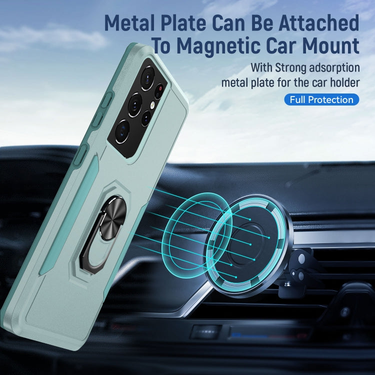 For Samsung Galay S21 Ultra 5G Pioneer Armor Heavy Duty PC + TPU Shockproof Case with Holder