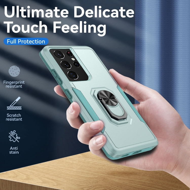 For Samsung Galay S21 Ultra 5G Pioneer Armor Heavy Duty PC + TPU Shockproof Case with Holder