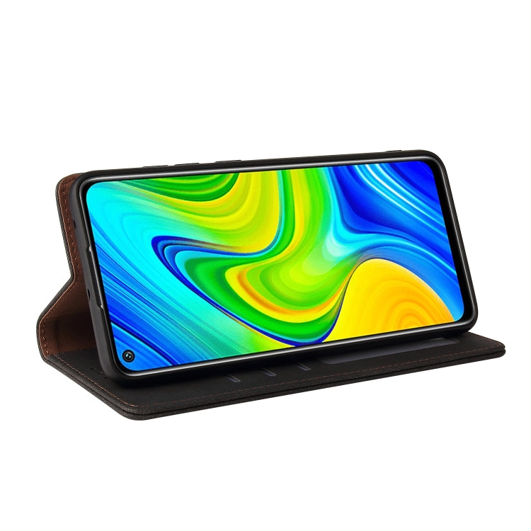 For Xiaomi Redmi Note 9 / 10X 4G Simple Suction Closure Horizontal Flip Leather Case with Holder & Card Slot & Wallet