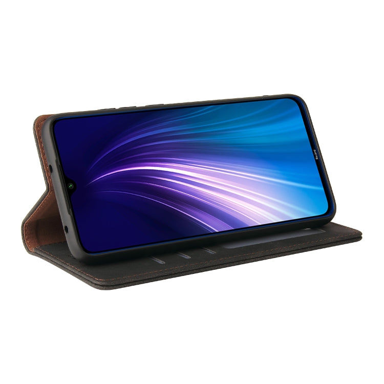 For Xiaomi Redmi Note 8 Simple Suction Closure Horizontal Flip Leather Case with Holder & Card Slot & Wallet