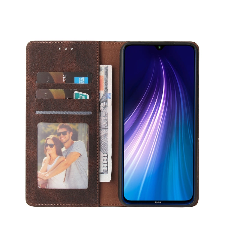 For Xiaomi Redmi Note 8 Simple Suction Closure Horizontal Flip Leather Case with Holder & Card Slot & Wallet