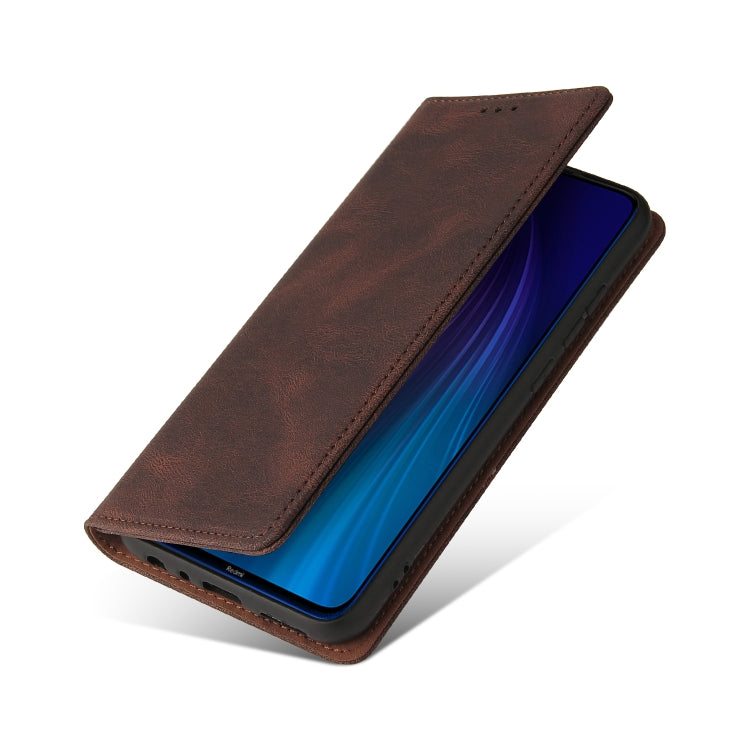 For Xiaomi Redmi Note 8 Simple Suction Closure Horizontal Flip Leather Case with Holder & Card Slot & Wallet