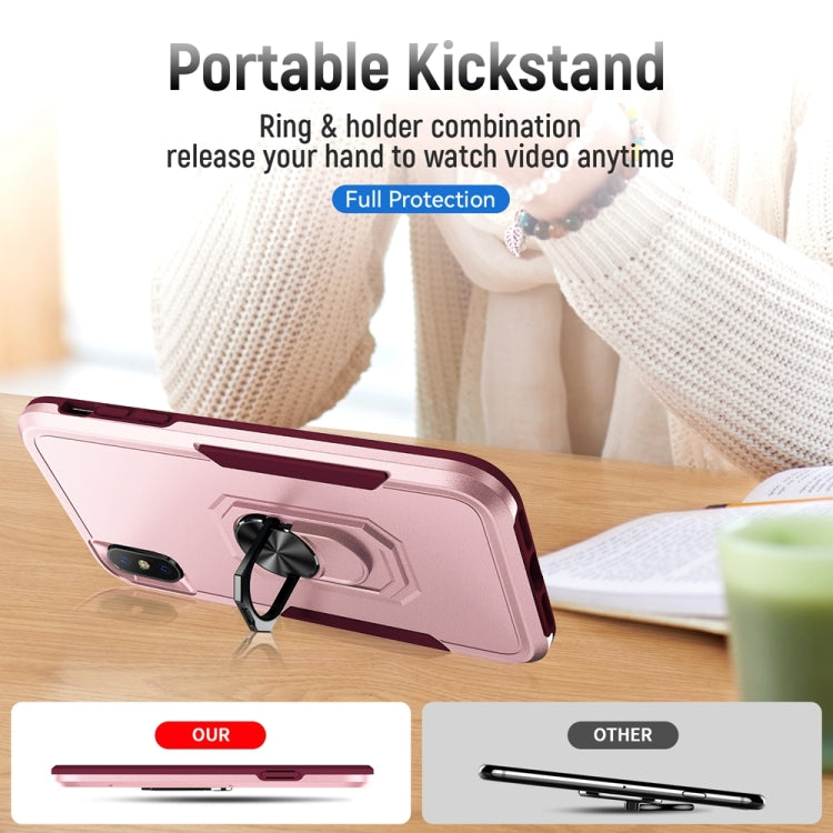 For iPhone XS Max Ring Kickstand Heavy Duty Shockproof Phone Case