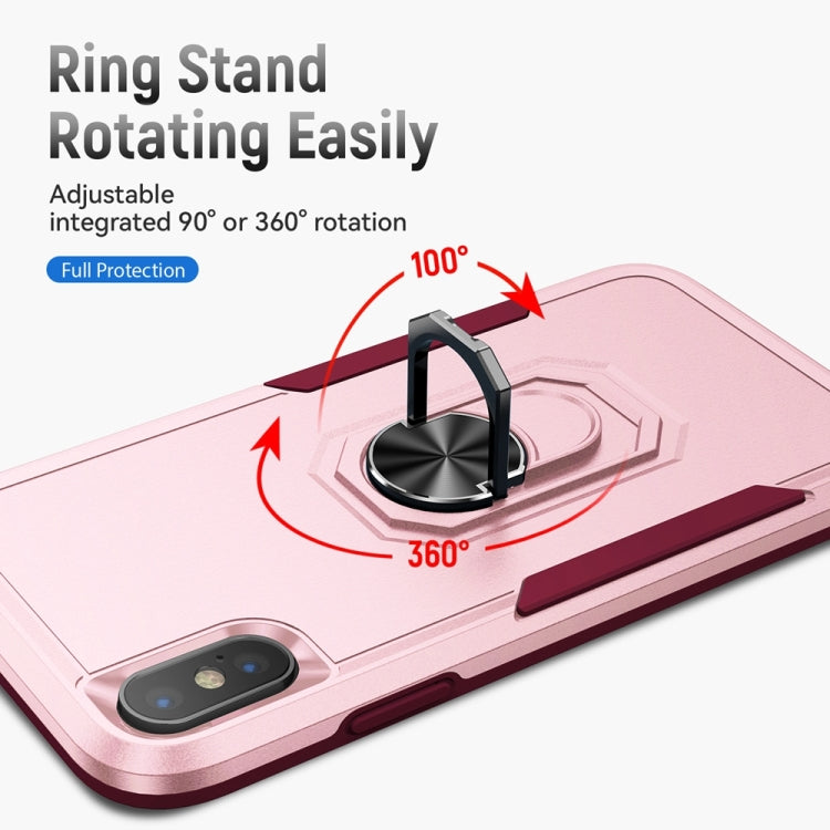 For iPhone XS Max Ring Kickstand Heavy Duty Shockproof Phone Case