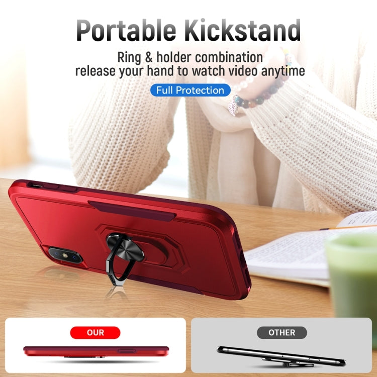 For iPhone XS Max Ring Kickstand Heavy Duty Shockproof Phone Case