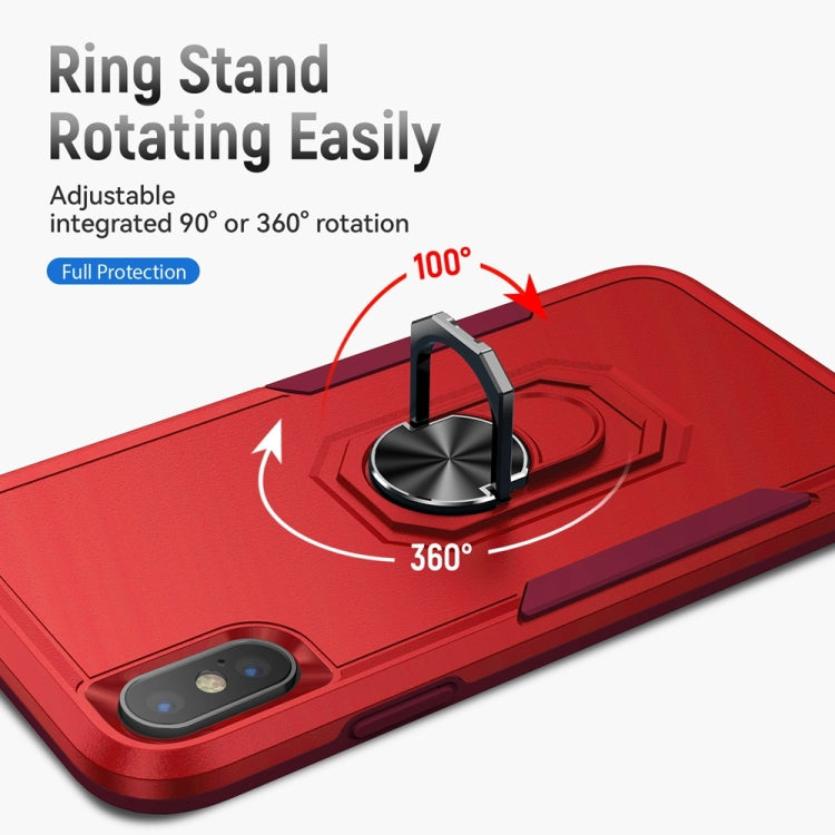 For iPhone XS Max Ring Kickstand Heavy Duty Shockproof Phone Case