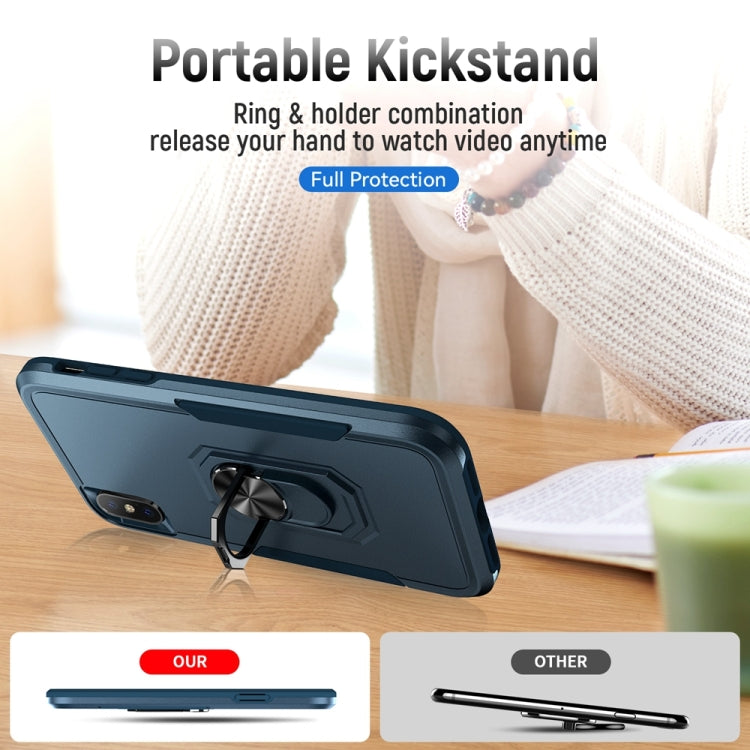 For iPhone XS Max Ring Kickstand Heavy Duty Shockproof Phone Case