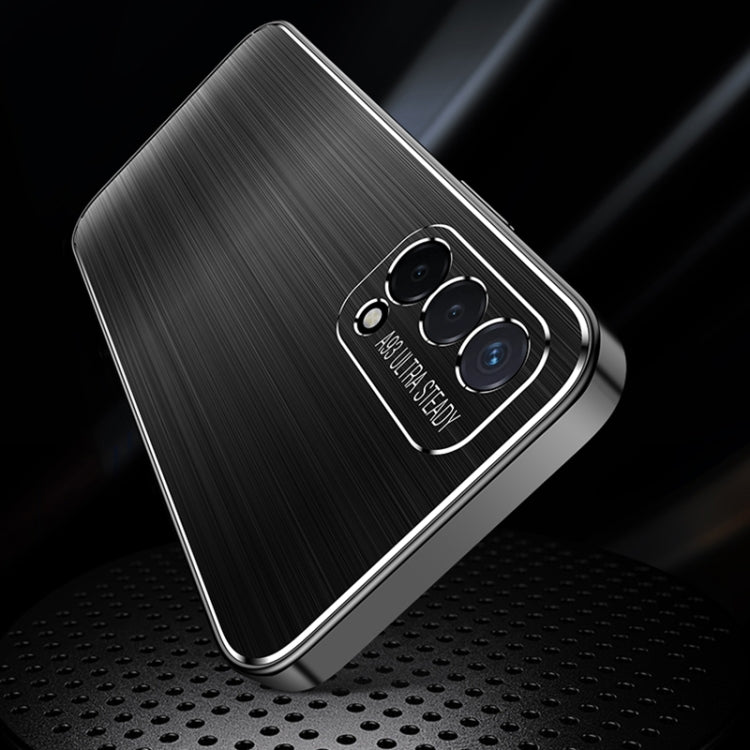 For OPPO A93s Cool Sharp Series Aluminum Plate Brushed Lens All-inclusive Protective Case