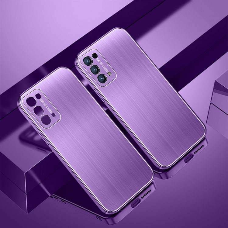 For OPPO Reno5 Pro Cool Sharp Series Aluminum Plate Brushed Lens All-inclusive Protective Case