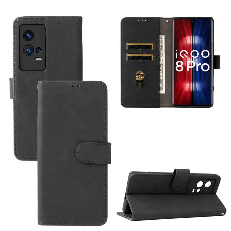 For vivo iQOO 8 Pro Solid Color Skin Feel Magnetic Buckle Horizontal Flip PU Leather Case with Holder & Card Slots & Wallet
